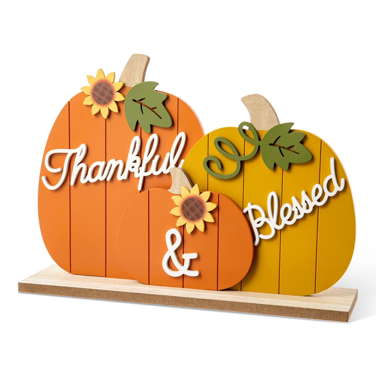 Glitzhome&#xAE; 16&#x22; Thanksgiving Wooden Pumpkins Table D&#xE9;cor